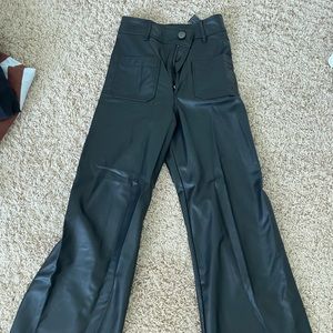 Zara marine pant in black leather, size 0